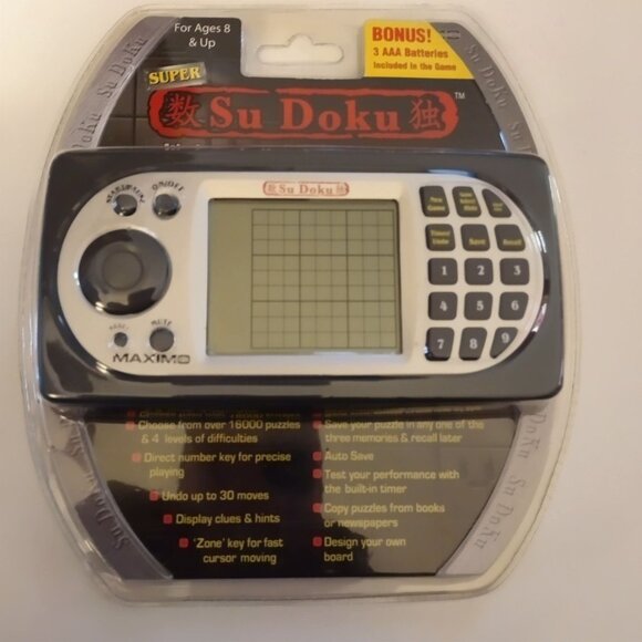 Super Su Doku Electronic Handheld Game With 16000 Puzzles & Hints-NEW - Picture 1 of 2